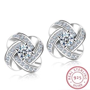 Vintage Silver Crystal Stud Earrings